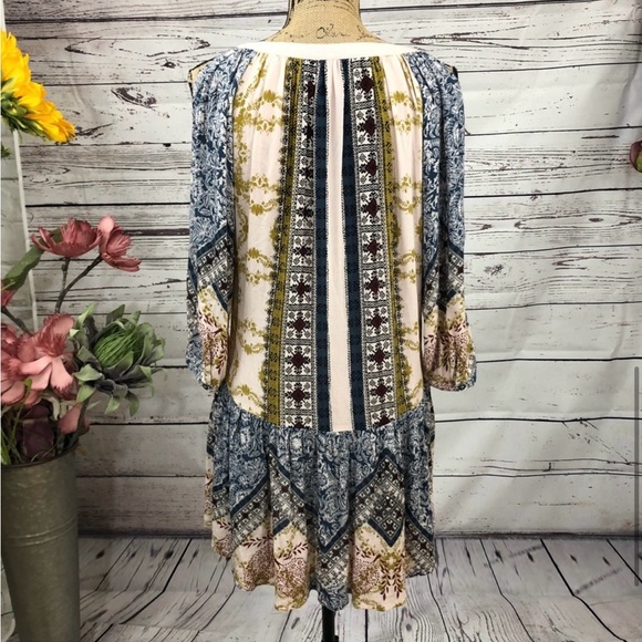 Free People Floral Gypsy Bohemian Mini Dress. - Picture 5 of 7